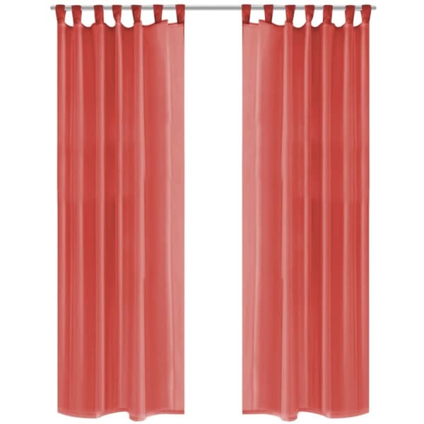 Gardiner i voile 2 st 140x225 cm röd