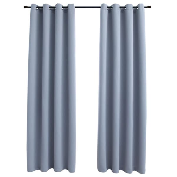 Mörkläggningsgardiner med metallringar 2 st grå 140x175 cm