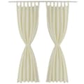 Miniatyrbild 2 av 2: 2-pack gardiner med öglor i gräddvit microsatin 140 x 225 cm