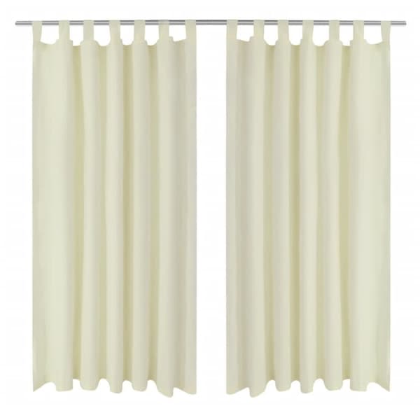 2-pack gardiner med öglor i gräddvit microsatin 140 x 225 cm