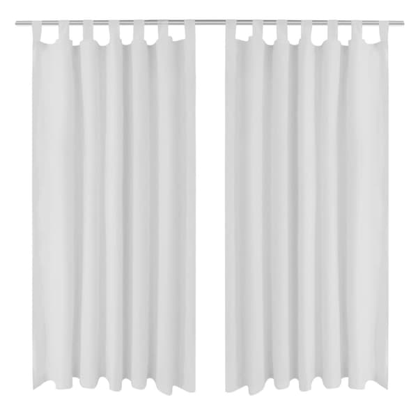 2-pack gardiner med öglor i vit microsatin 140 x 225 cm
