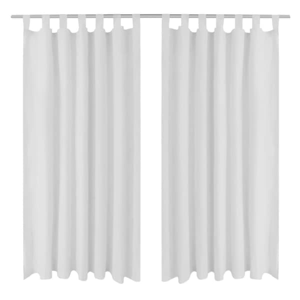 2-pack gardiner med öglor i vit microsatin 140 x 175 cm