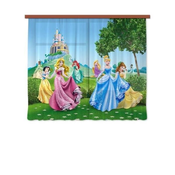 Gardiner i voile - Disney - Prinsessa - Rosa - 180 x 160 cm - Maskintvättbar