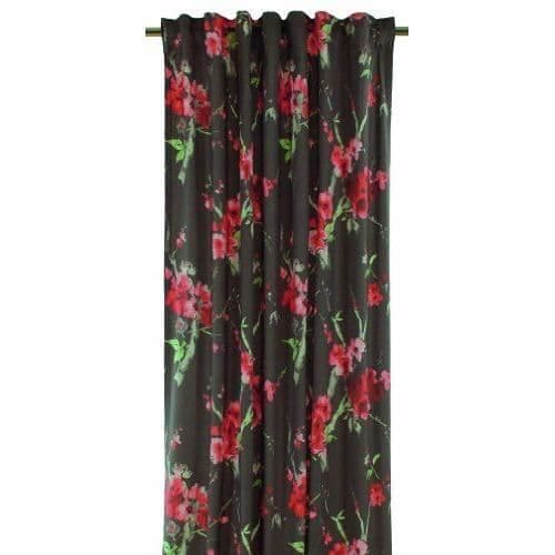 Apeltstoffe Hanami 135x245 89 Gardin Klar att hänga Cherry Blossom Antracit 135 x 245 cm