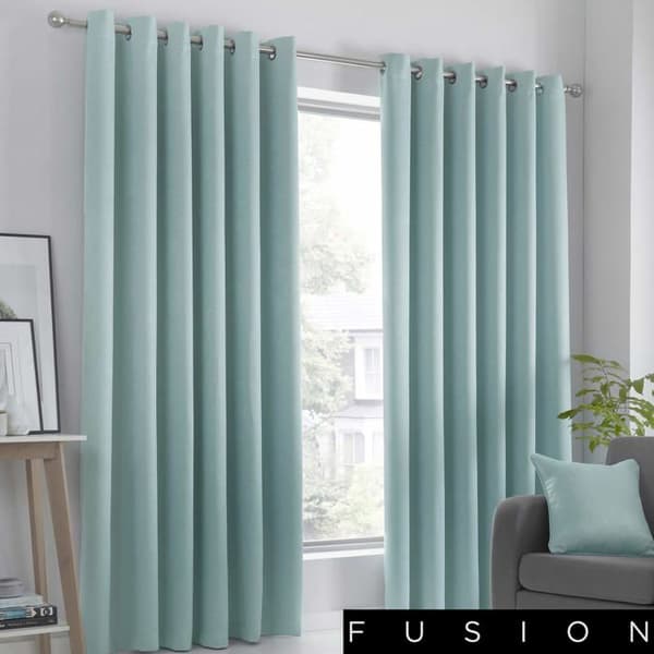 Gardin - dubbla gardiner Fusion - SR5DE90906UPU - Strata Dubbla gardiner med öljetter 100% Polyester Duck Blue 229 x 229 cm