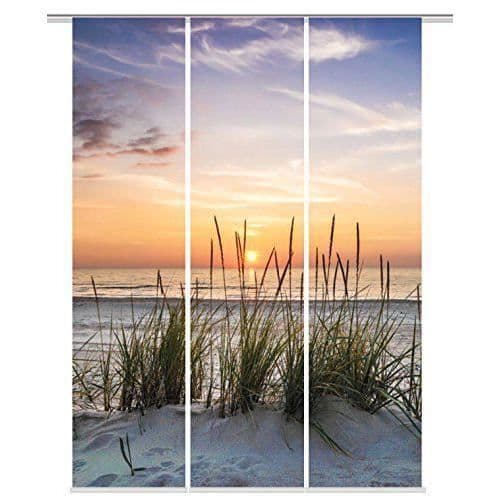 Hemmode 88790-111naturel Kväll Digitaltryck Skjutpanel Set om 3, plast, natur, 245x 60x 245cm