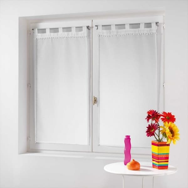 Raka par öglor 2 x 60 x 160 cm sand voile topp pompoms docka Vit