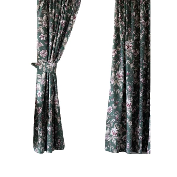 Belledorm Aiyla Pencil Pleat Curtains (Pack Of 2) Bottle Green 72in x 66in