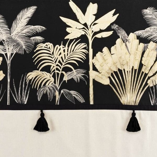Öljegardin 140x240 cm vanlig beige med metalltryck och pompom - Karaba