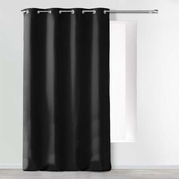 Gardiner med ögla 140 x 260 cm i enfärgad mikrofiber – Absolut svart