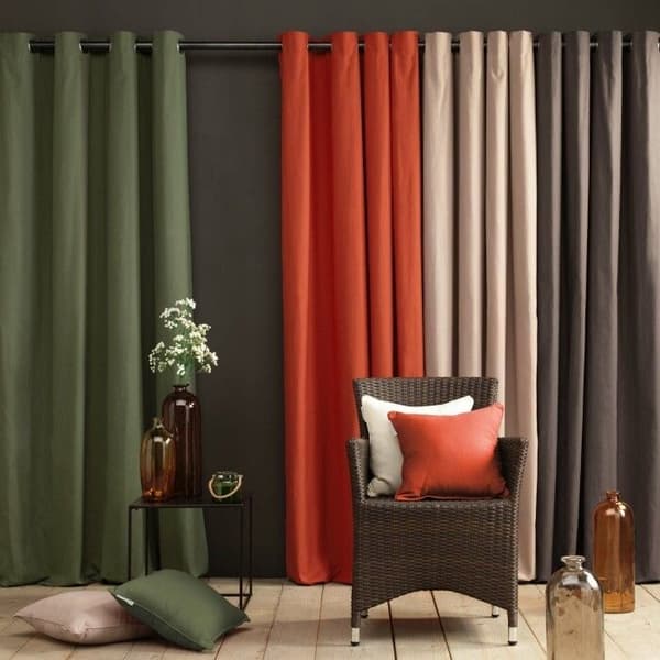 Öljegardin 140 x 240 cm vanlig bomull Panama terrakotta - Orange - Vanlig - Öljetter - 140 x 240 cm