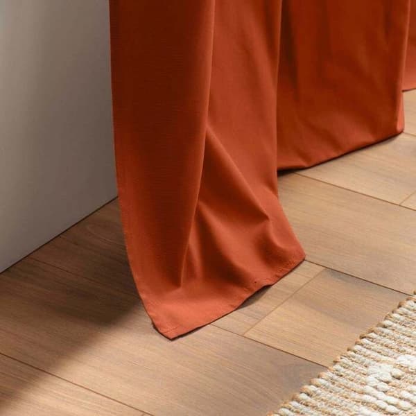 Öljegardin 140 x 240 cm vanlig bomull Panama terrakotta - Orange - Vanlig - Öljetter - 140 x 240 cm