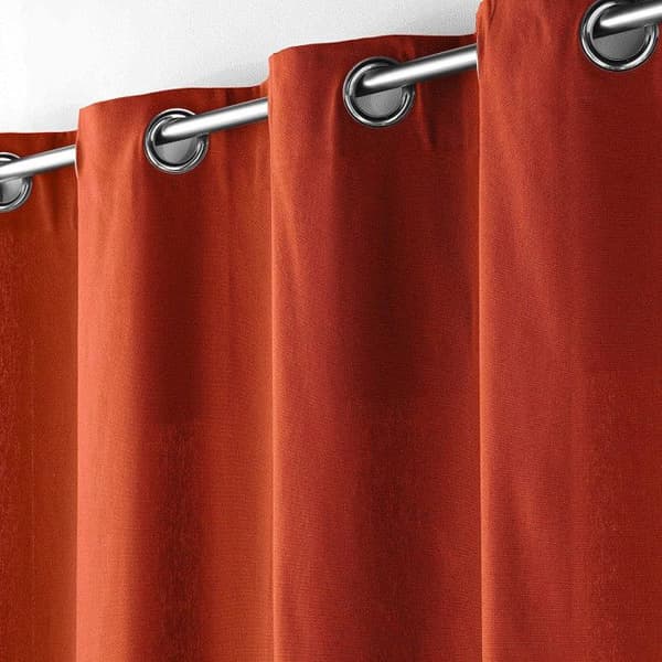 Öljegardin 140 x 240 cm vanlig bomull Panama terrakotta - Orange - Vanlig - Öljetter - 140 x 240 cm