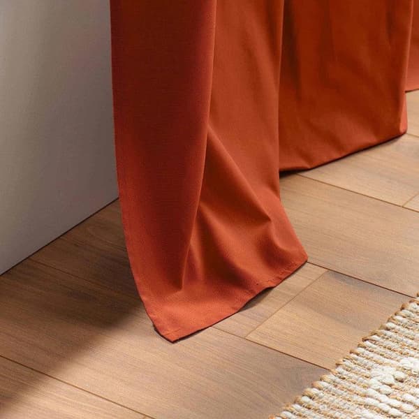Öljegardin 140 x 240 cm vanlig bomull Panama terrakotta - Orange - Vanlig - Öljetter - 140 x 240 cm