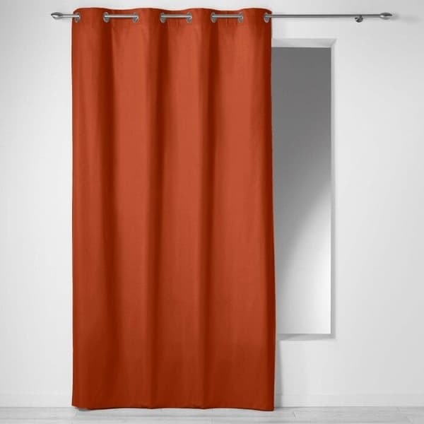 Öljegardin 140 x 240 cm vanlig bomull Panama terrakotta - Orange - Vanlig - Öljetter - 140 x 240 cm