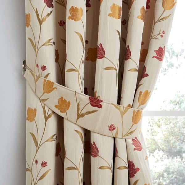 Curtina - JUENL90900LC1 - Juliette - Par plisségardiner - 229 x 229 cm (B x H) i natur och rött