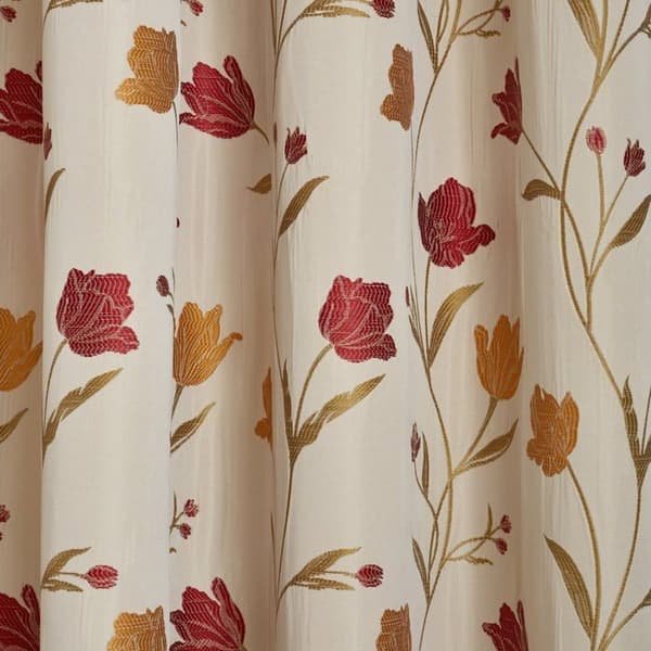 Curtina - JUENL90900LC1 - Juliette - Par plisségardiner - 229 x 229 cm (B x H) i natur och rött