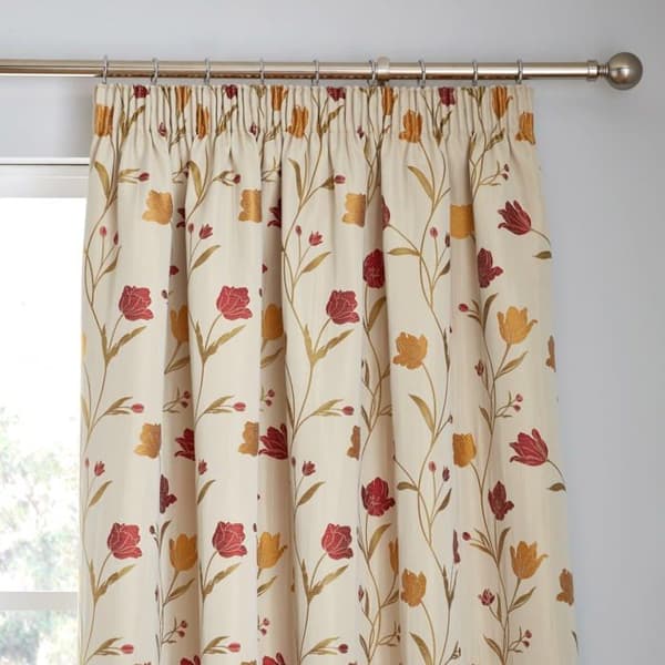 Curtina - JUENL90900LC1 - Juliette - Par plisségardiner - 229 x 229 cm (B x H) i natur och rött