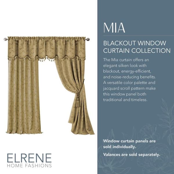 Elrene Hemmode - 26865901535 - Mia Jacquard Scroll mörkläggningsgardin, 52" x 95" (1 panel), guld