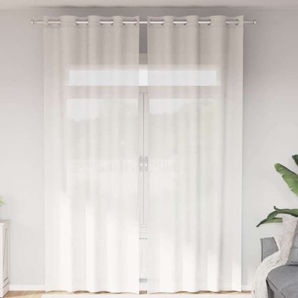 vidaXL Voile gardiner med genomföringar 2 st vit