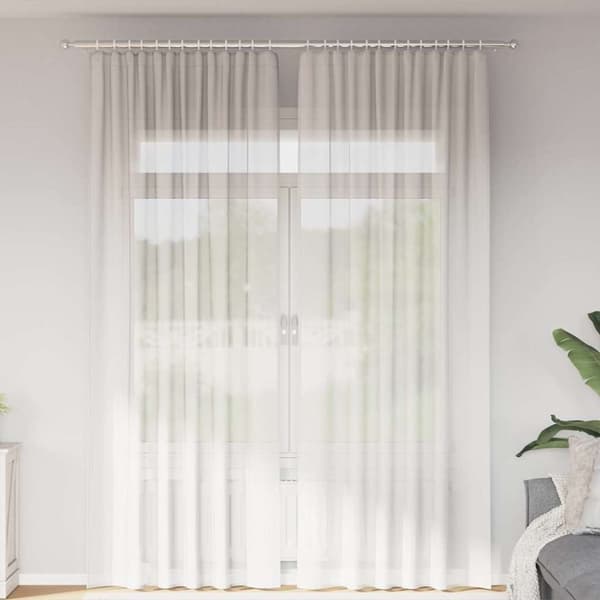 vidaXL Voile gardiner med stanglommer 2 stk hvit
