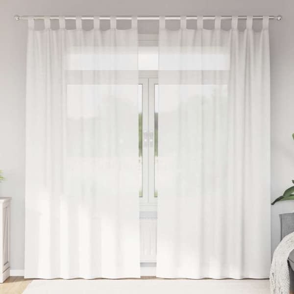 Voile gardiner med stångfickor 2 st vit