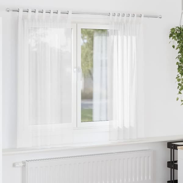 Voile gardiner med stångfickor 2 st vit