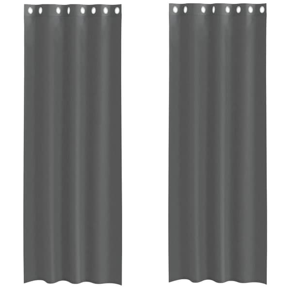 Voile gardiner med genomföringar 2 st mörkgrå 140x300 cm