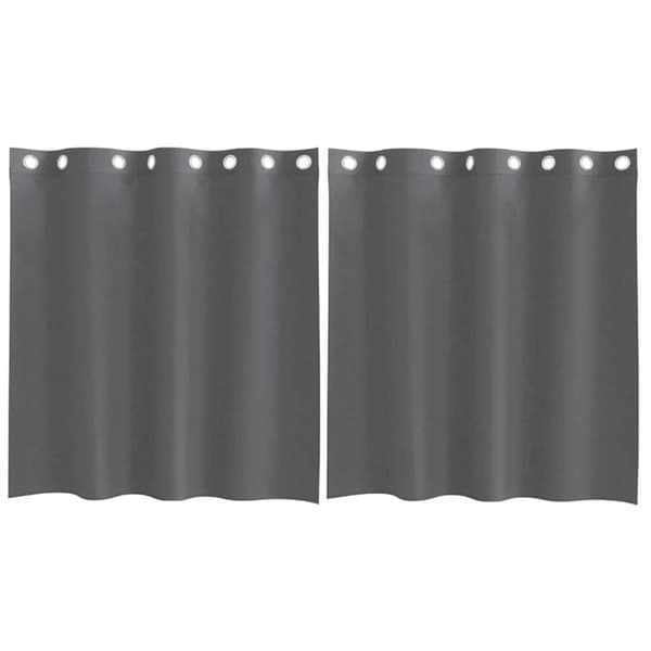 Voile gardiner med genomföringar 2 st mörkgrå 140x140 cm