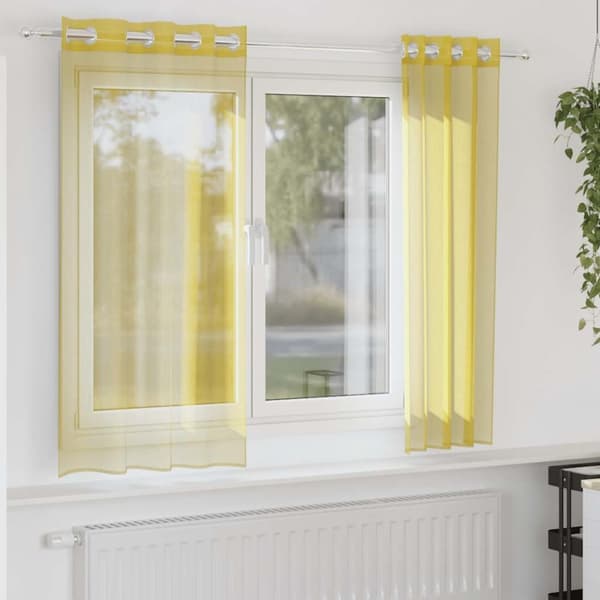 Voile gardiner med genomföringar 2 st gul