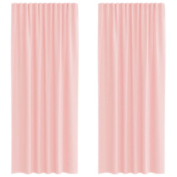 Voile gardiner med öglor 2 st rosa 140x225 cm