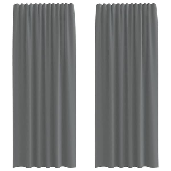 Voile gardiner med öglor 2 st mörkgrå 140x245 cm