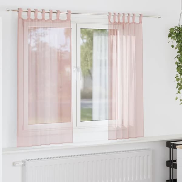 Voile gardiner med öglor 2 st ljusrosa 140x140 cm