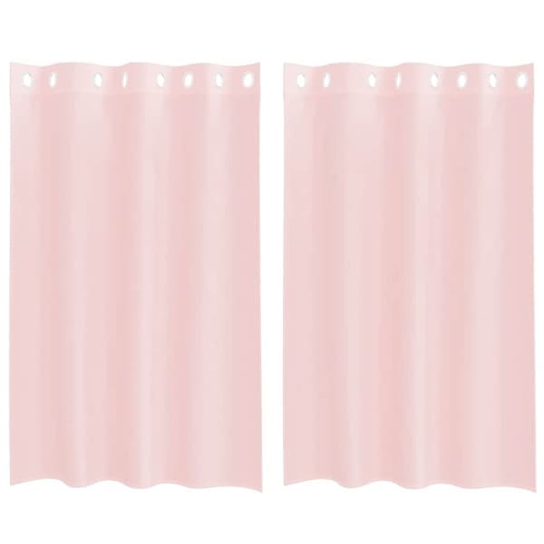 Voile gardiner med genomföringar 2 st ljusrosa 140x175 cm