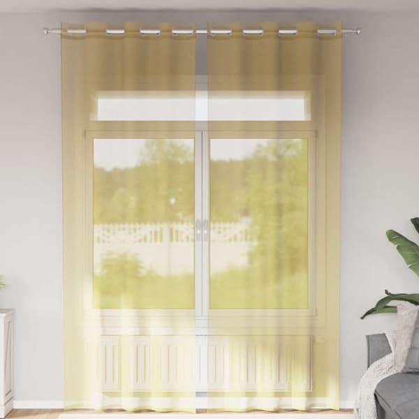 Voile gardiner med genomföringar 2 st gul