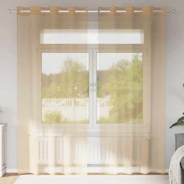 Voile gardiner med genomföringar 2 st sand