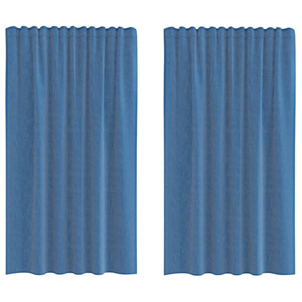 Voile gardiner med öglor 2 st kungsblå 140x175 cm