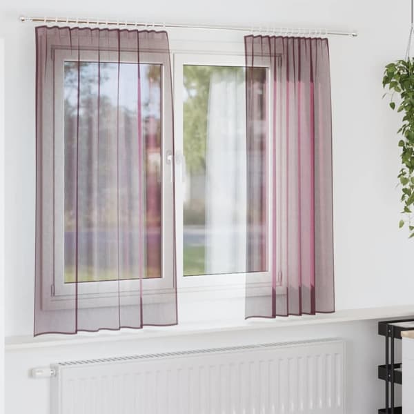 Voile gardiner med öglor 2 st lila 140x140 cm