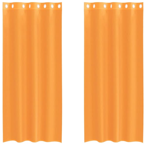 Voile gardiner med genomföringar 2 st orange 140x225 cm