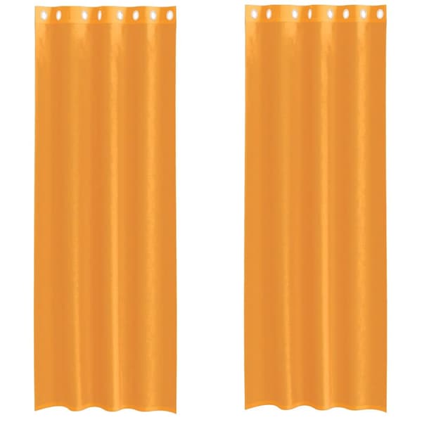 Voile gardiner med genomföringar 2 st orange 140x260 cm