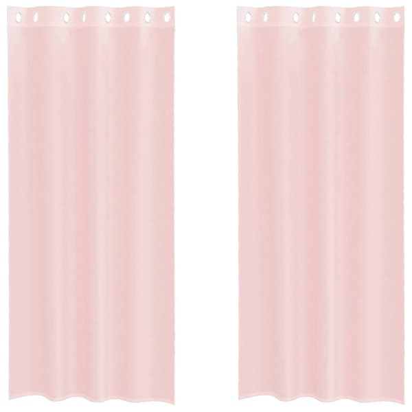 Voile gardiner med genomföringar 2 st ljusrosa 140x225 cm