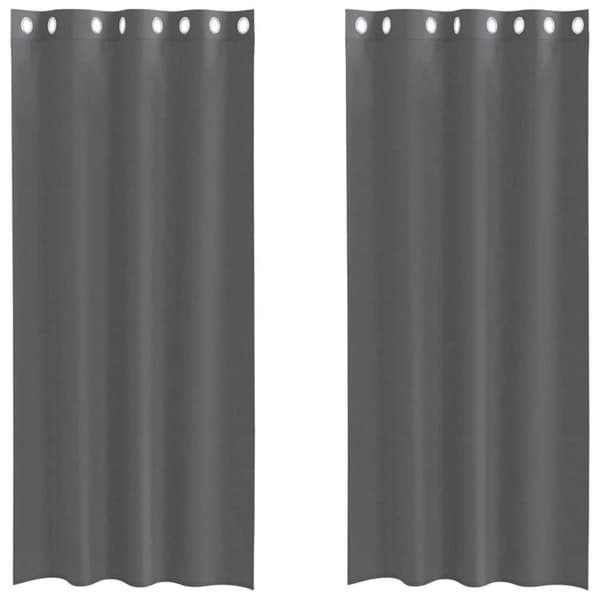 Voile gardiner med genomföringar 2 st mörkgrå 140x225 cm