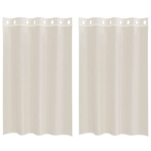 Voile gardiner med genomföringar 2 st gräddvita 140x175 cm