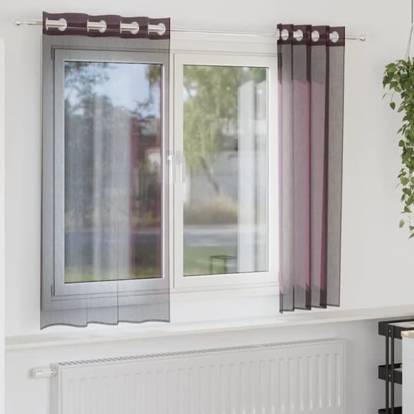 Voile gardiner med genomföringar 2 st lila 140x175 cm