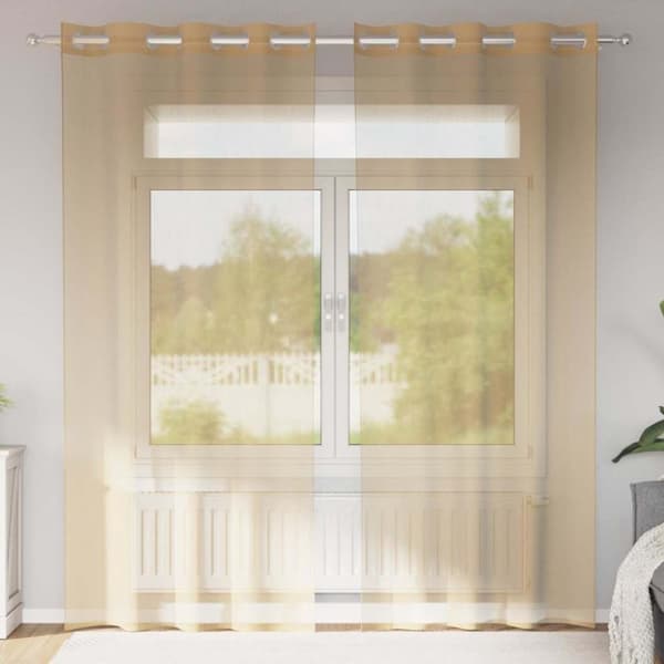 Voile gardiner med genomföringar 2 st sand