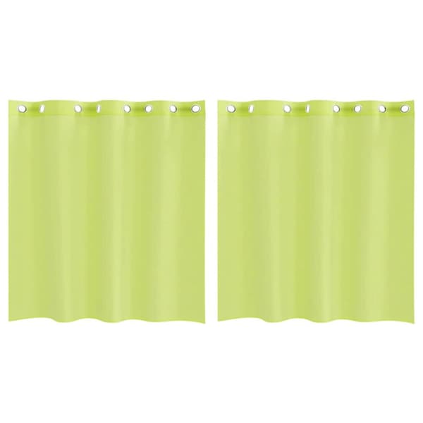 Voile gardiner med genomföringar 2 st äppelgrön 140x140 cm