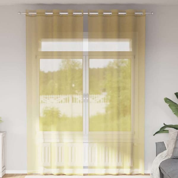 Voile gardiner med genomföringar 2 st gul