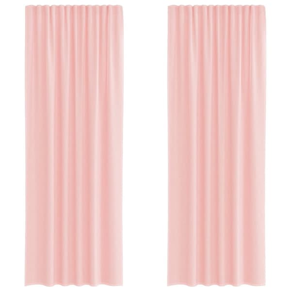 Voile gardiner med öglor 2 st rosa 140x260 cm
