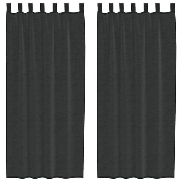 Voile gardiner med stångfickor 2 st svart