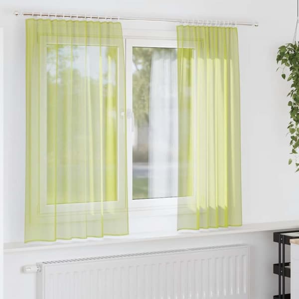 Voile gardiner med fliktopp 2 st äppelgrön